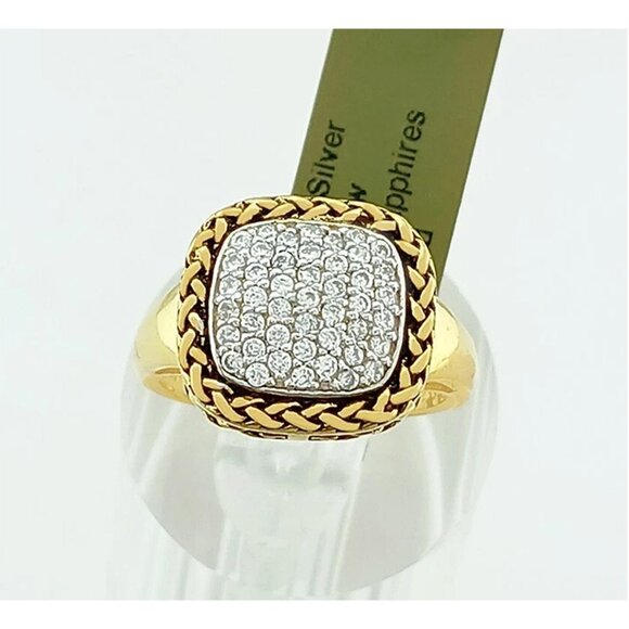 Created White Sapphire Ring 14k Yellow Gold Plated - Picture 4 of 5